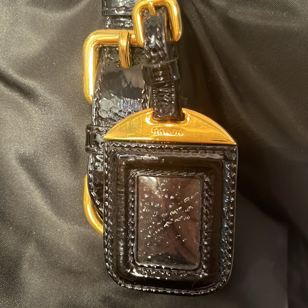 Prada nylon/ patent leather large bag with gold/patent chain handle - Picture 10 of 16